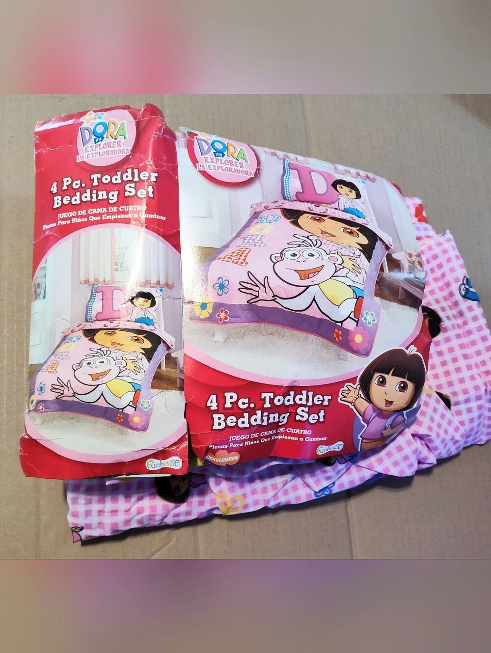 2009 Dora the explorer 3 Piece Sheet Set Twin Flat Fitted Pillowcase Nick Jr.